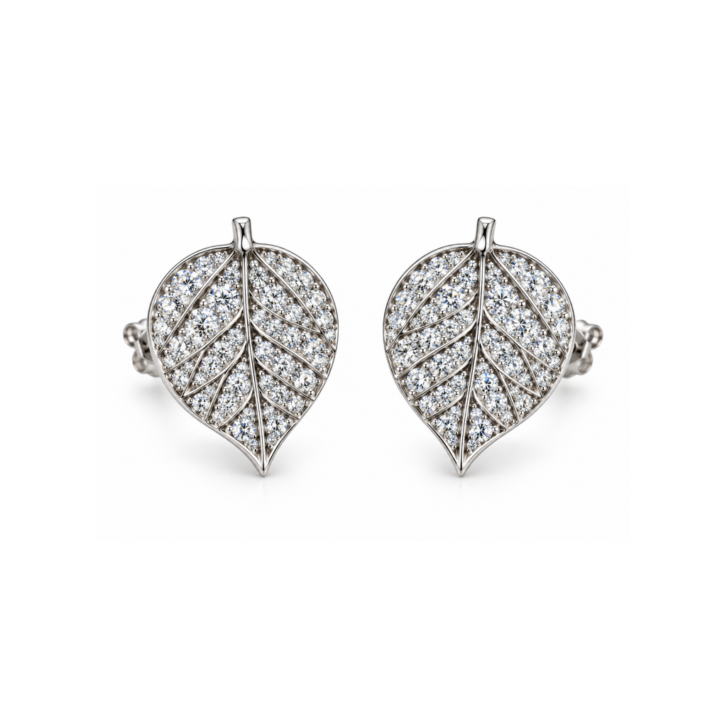 18K Write Gold Diamond Earrings – 0.80 CT