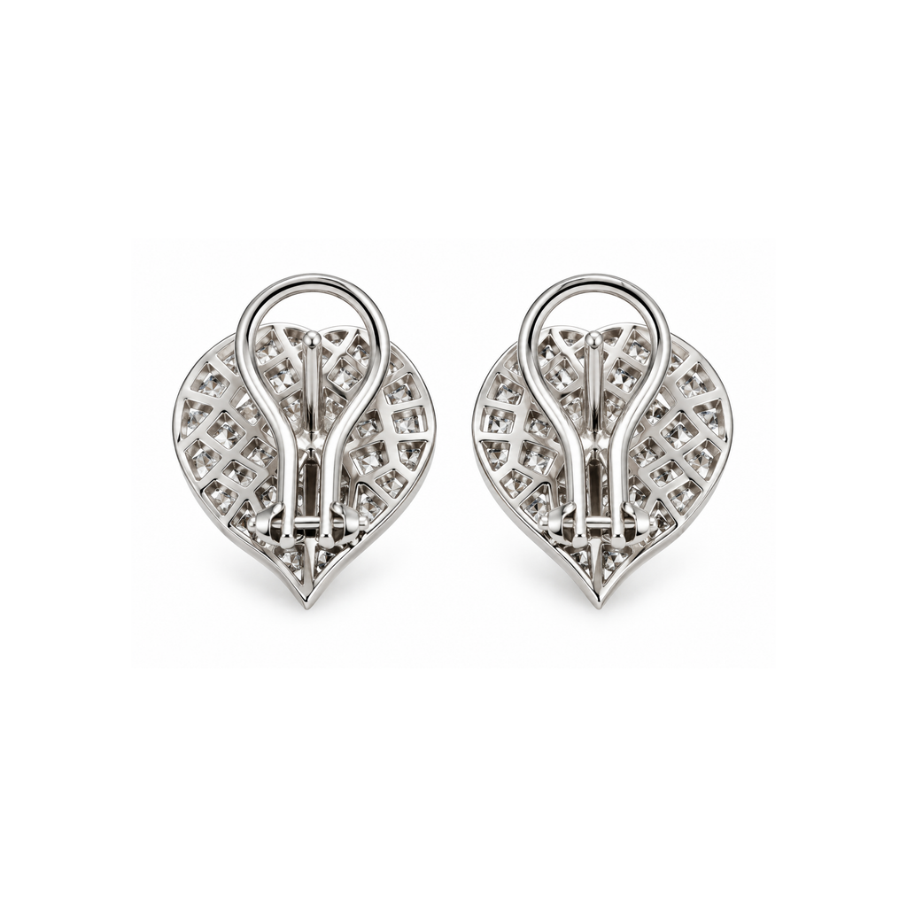 18K Write Gold Diamond Earrings – 0.80 CT