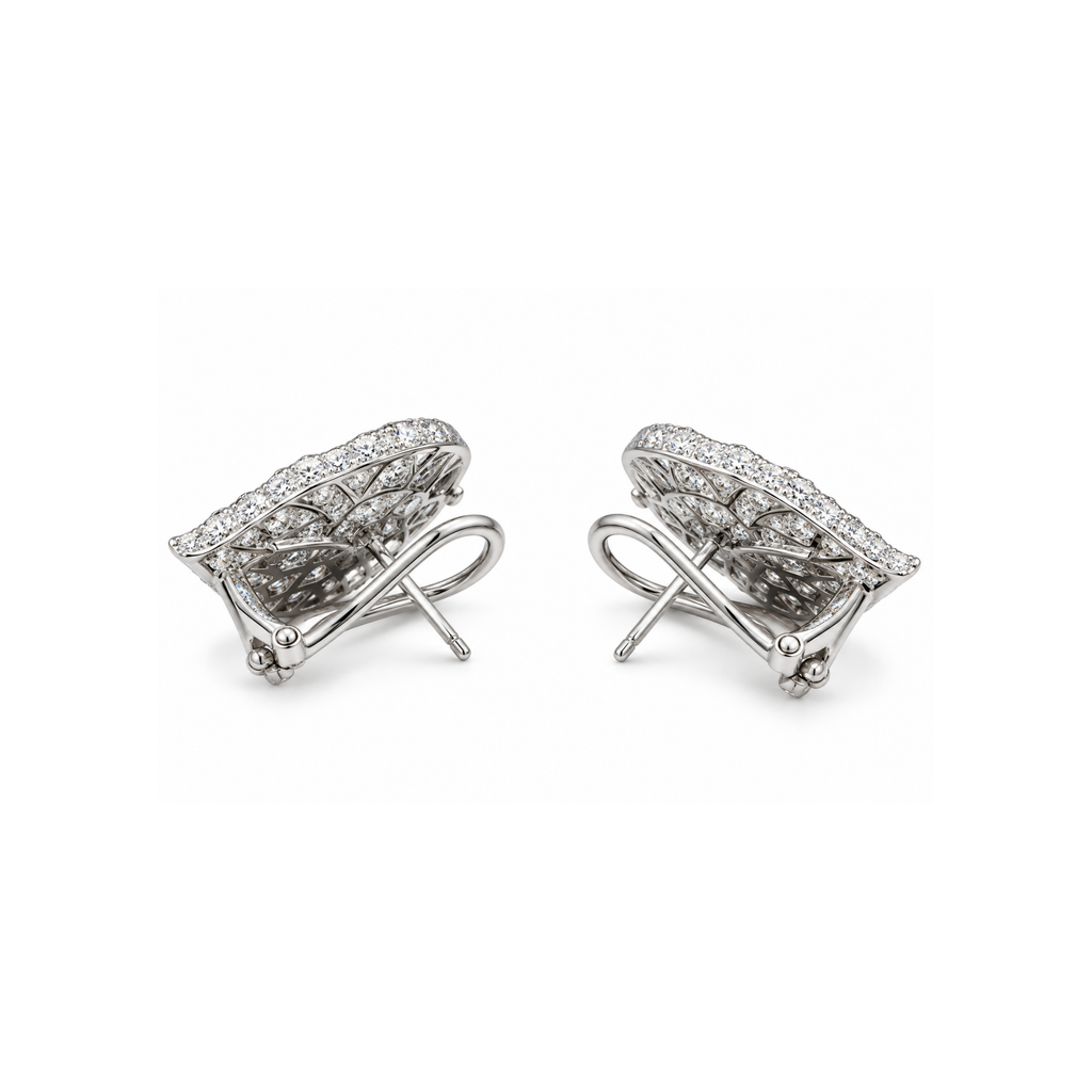 18K Write Gold Diamond Earrings – 0.80 CT