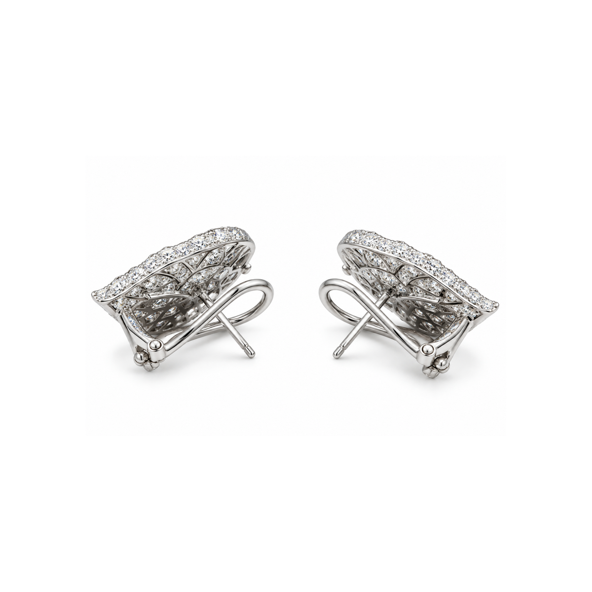 18K Write Gold Diamond Earrings – 0.80 CT