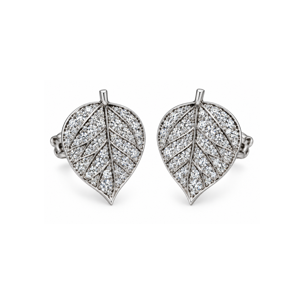 18K Write Gold Diamond Earrings – 0.80 CT