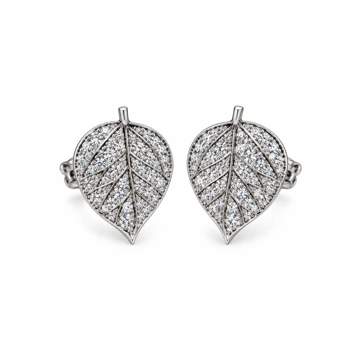 18K Write Gold Diamond Earrings – 0.80 CT