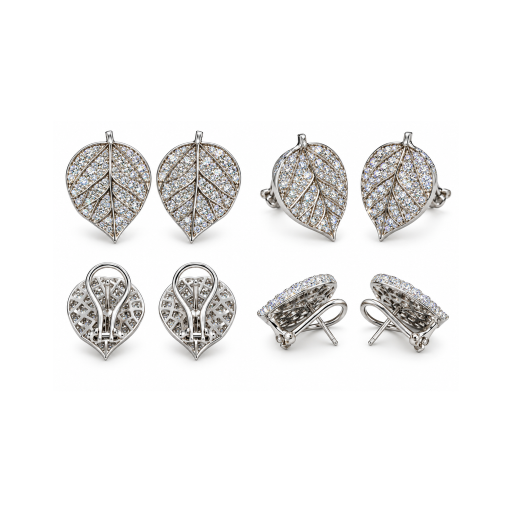18K Write Gold Diamond Earrings – 0.80 CT