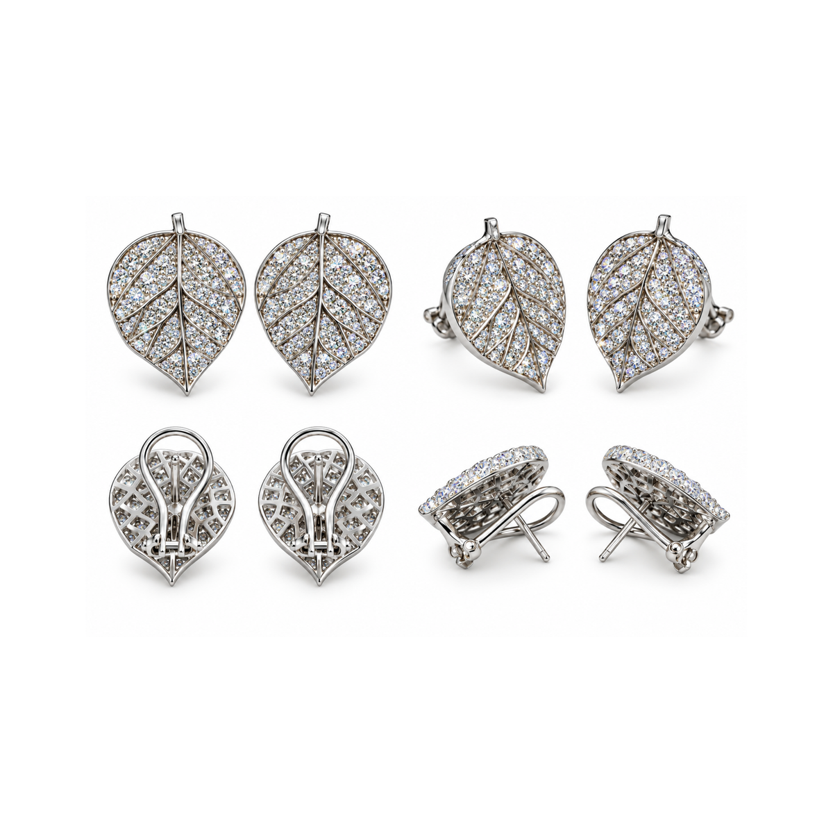 18K Write Gold Diamond Earrings – 0.80 CT
