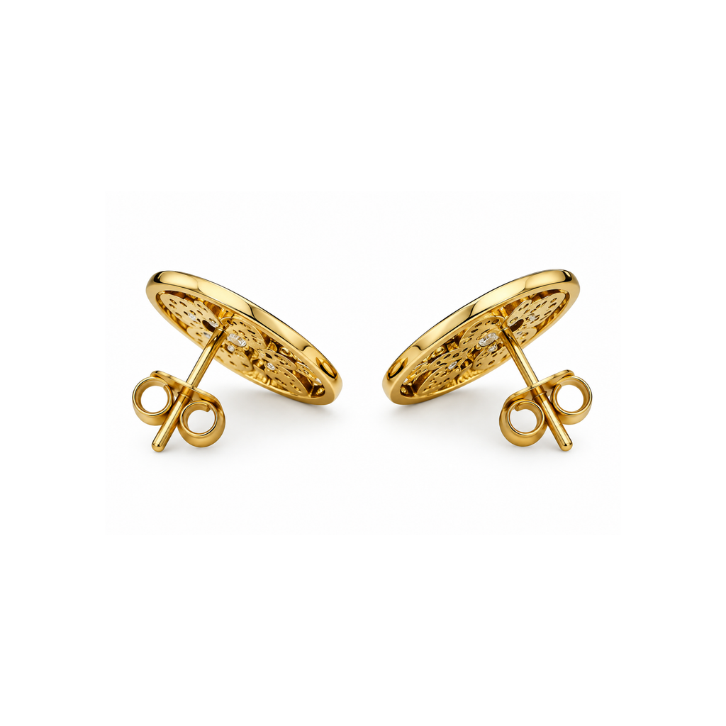 14K Yellow Gold Zirconia Stud Earrings