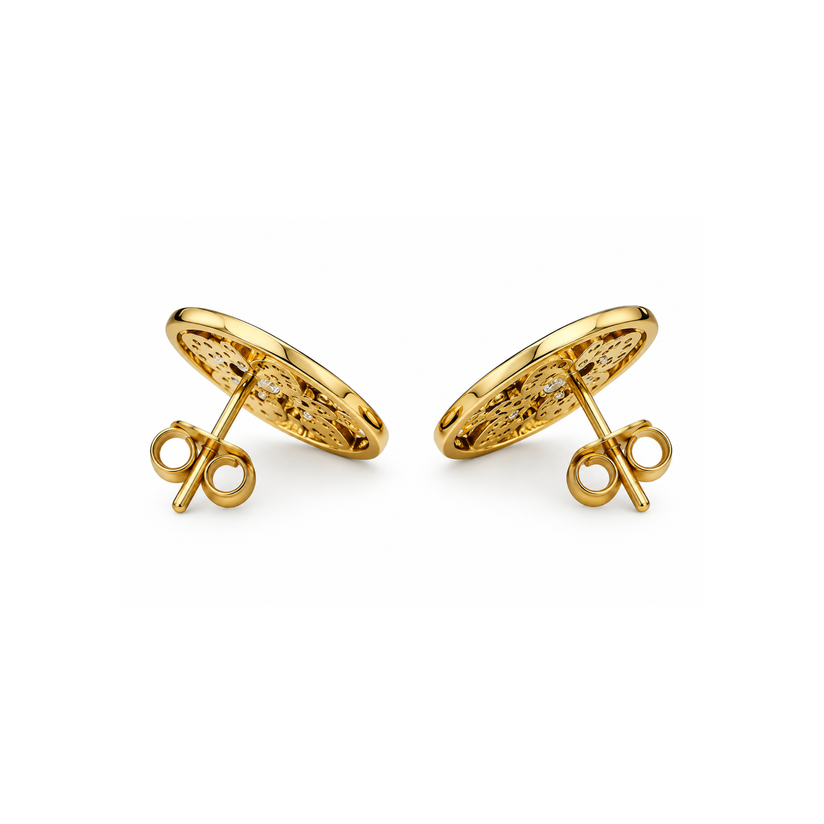 14K Yellow Gold Zirconia Stud Earrings