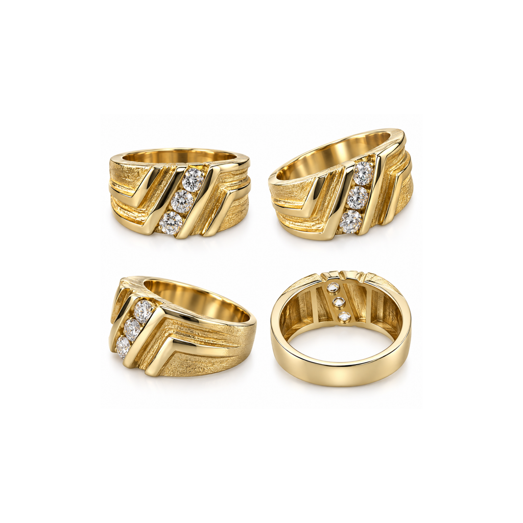 14K Gold Sapphire & Diamond Men’s Ring