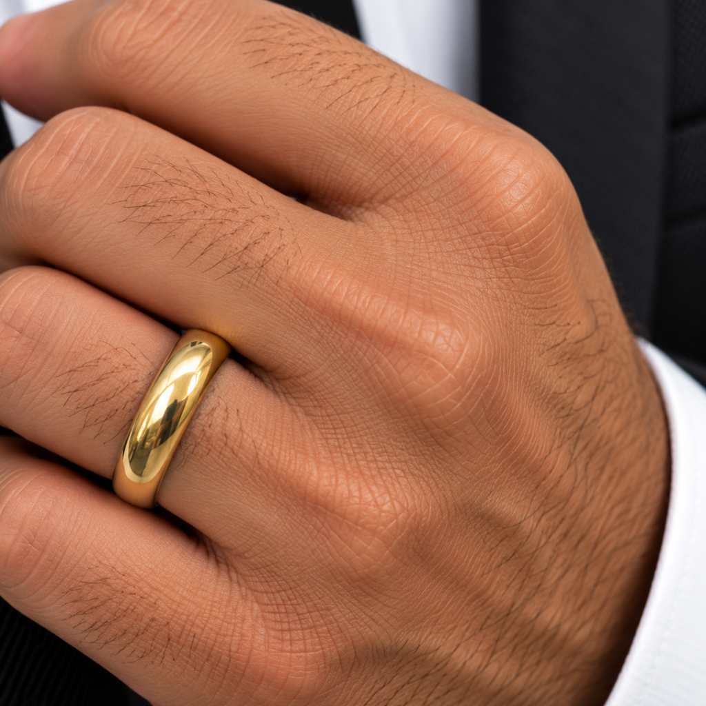 14K Yellow Gold Men’s Zirconia Ring