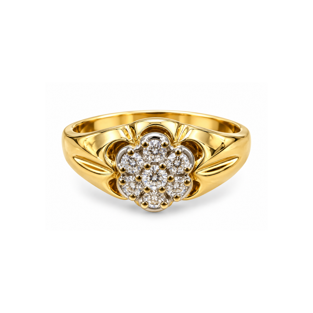 14K Gold Diamond Statement Ring – Size 10 1/2
