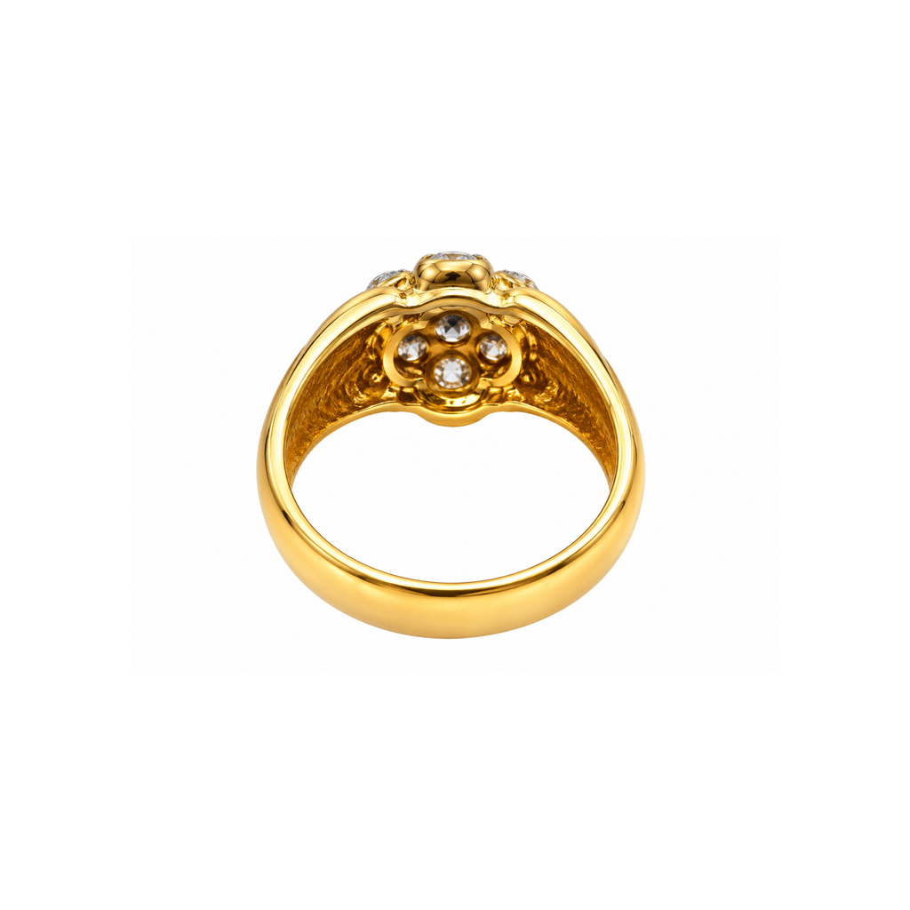 14K Gold Diamond Statement Ring – Size 10 1/2