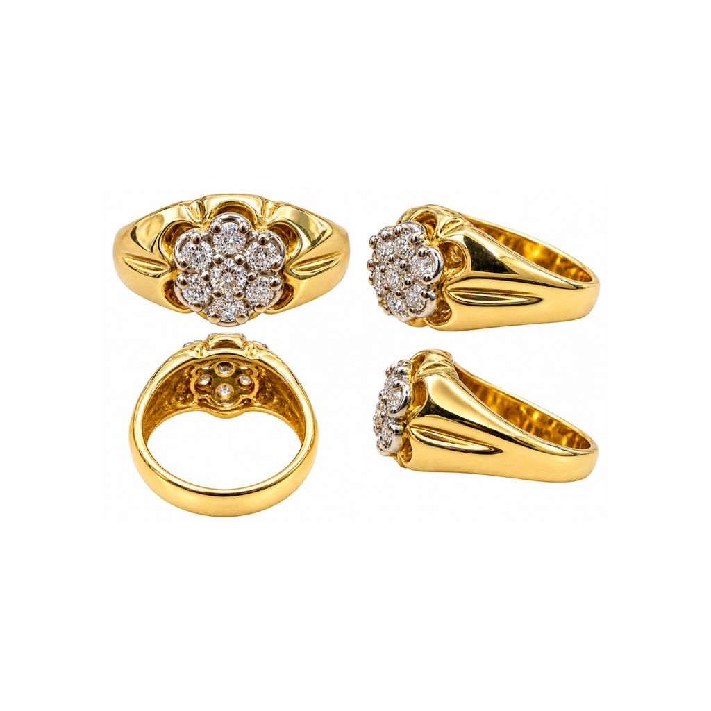 14K Gold Diamond Statement Ring – Size 10 1/2