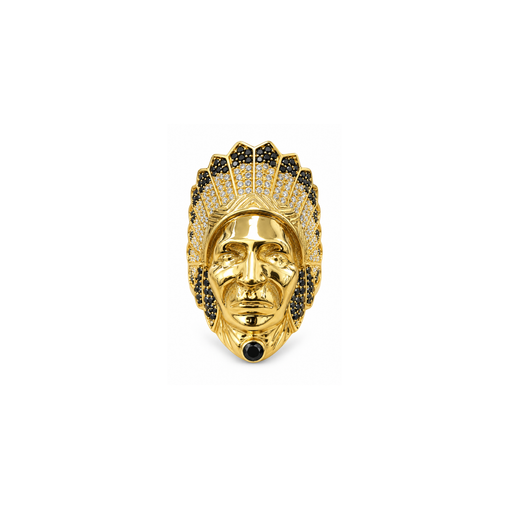 14K Yellow Gold Native Chief Ring
