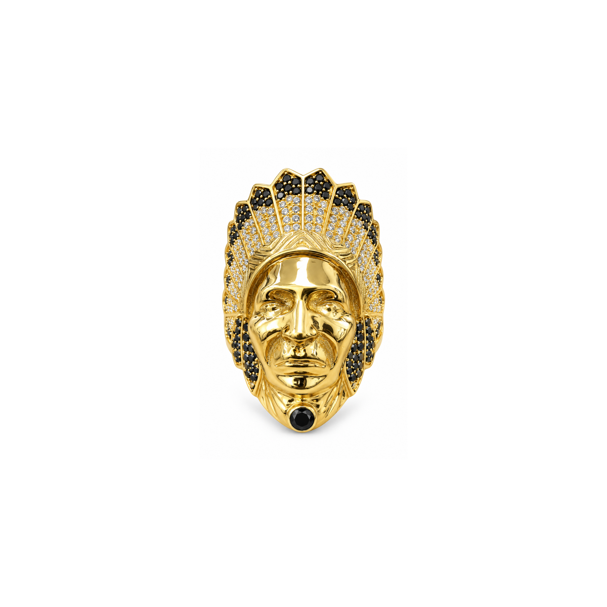 14K Yellow Gold Native Chief Ring