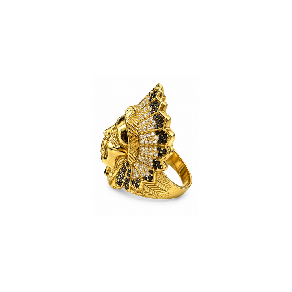 14K Yellow Gold Native Chief Ring