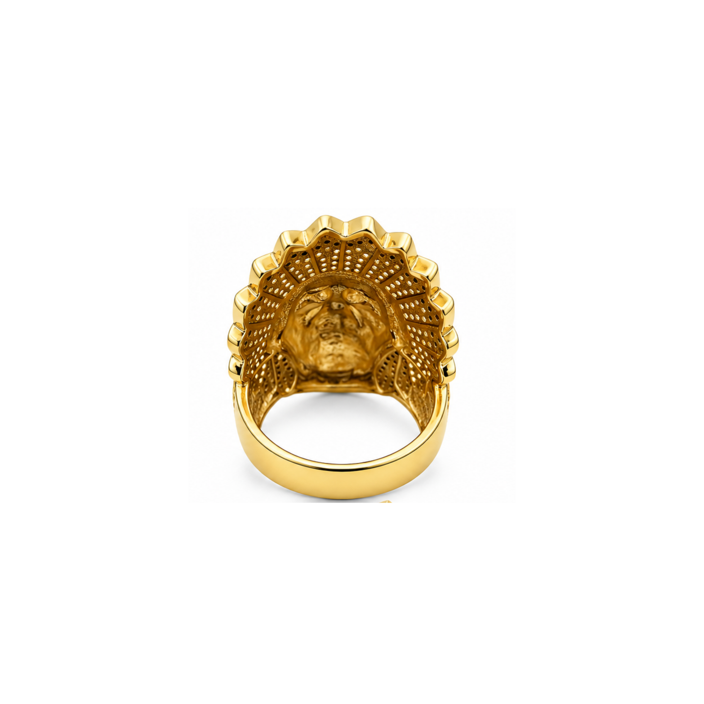 14K Yellow Gold Native Chief Ring