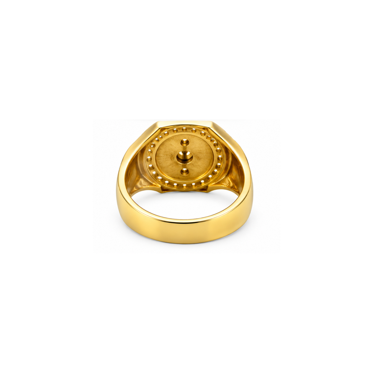 14K Yellow Gold Mexican 50 Pesos Coin Ring with Zirconia
