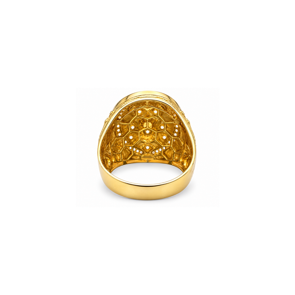 14K Yellow Gold Zirconia Statement Ring – Size 11