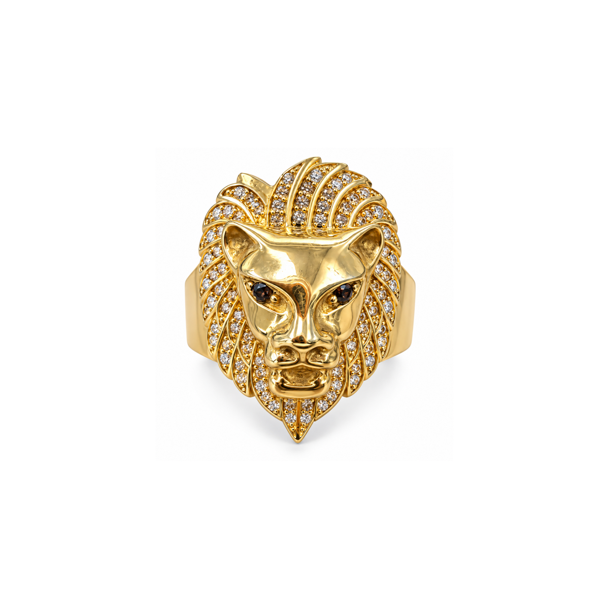 14K Yellow Gold Lion Ring with Zirconia – Size 10