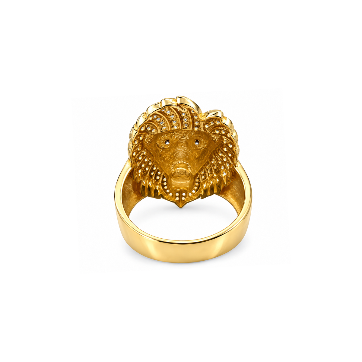 14K Yellow Gold Lion Ring with Zirconia – Size 10