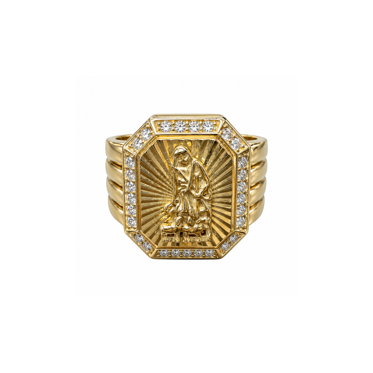 14K Yellow Gold Zirconia Men’s Ring