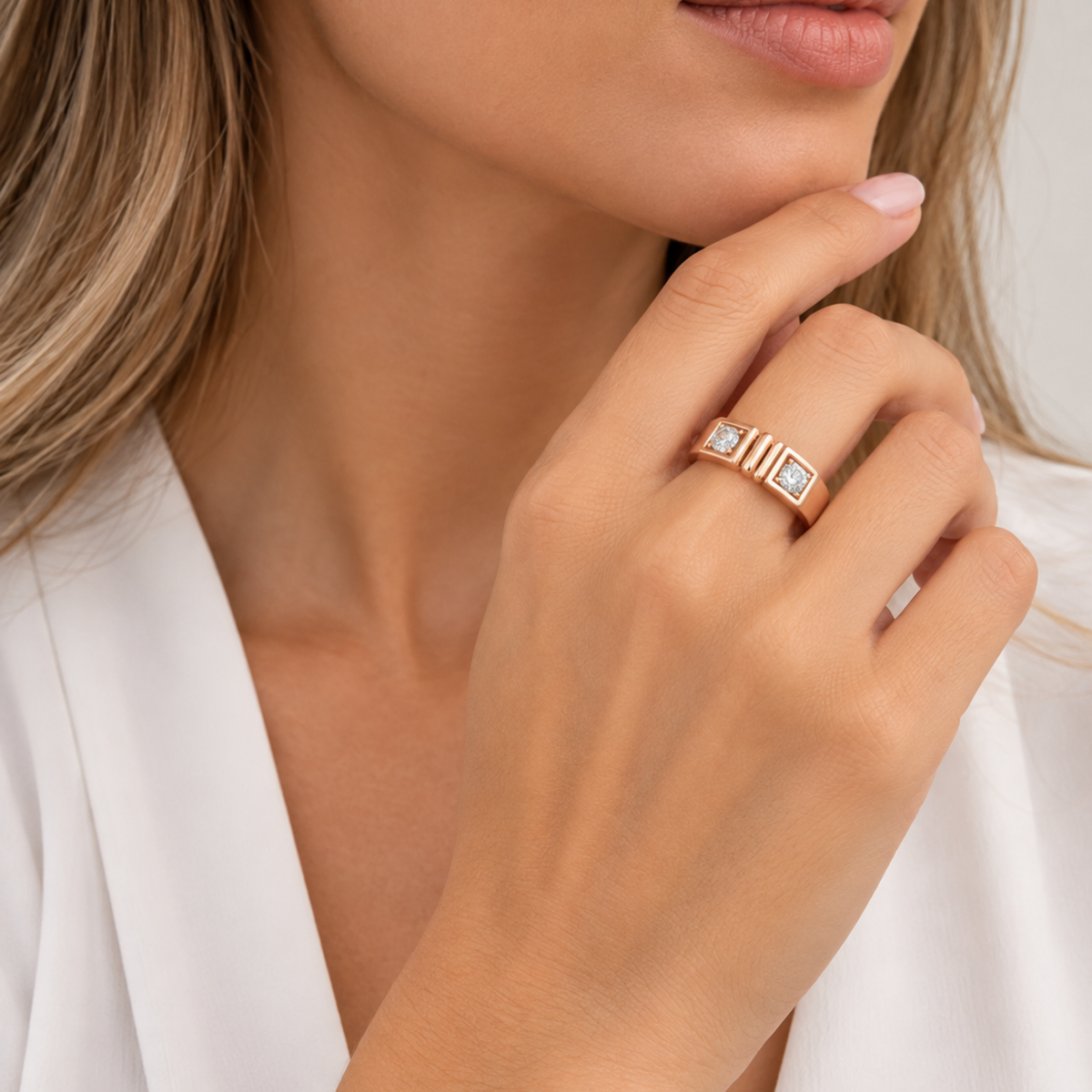 14K Rose Gold Diamond Ring – Size 6.5