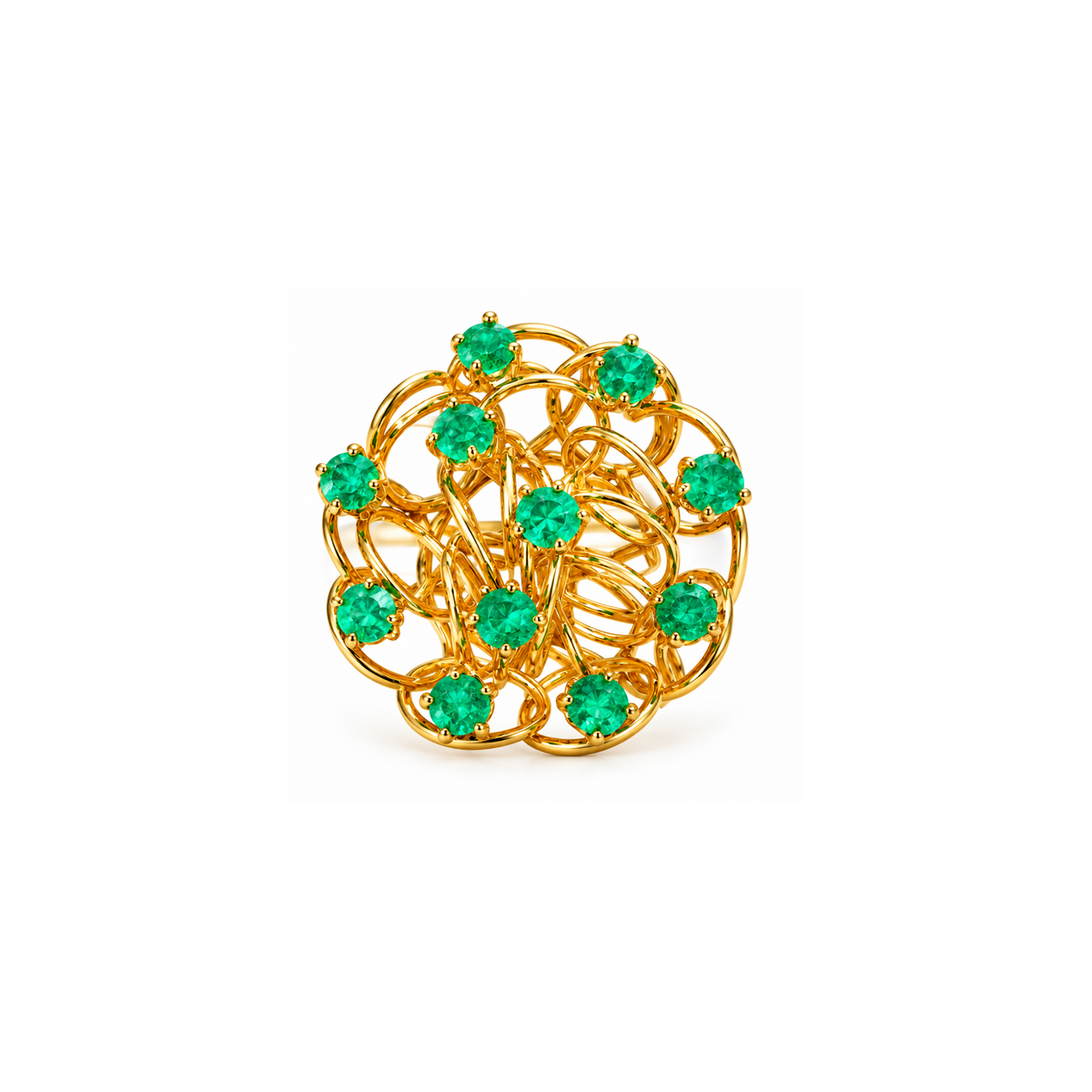 18K Yellow Gold Emerald Statement Ring – Size 5.25