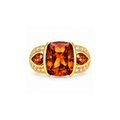 10K Gold Orange Gemstone & Diamond Ring