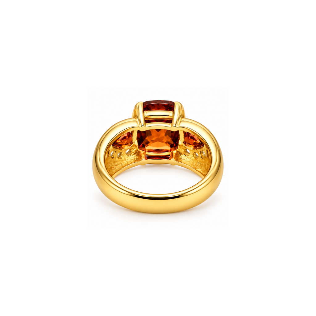 10K Gold Orange Gemstone & Diamond Ring