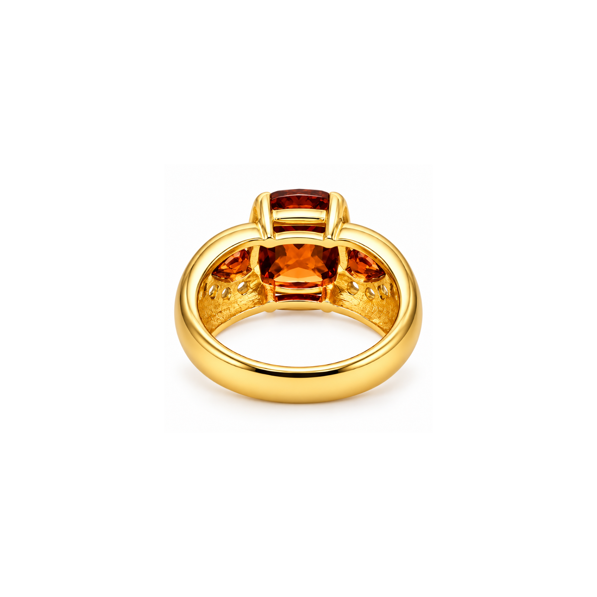 10K Gold Orange Gemstone & Diamond Ring
