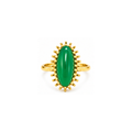 18K Yellow Gold Green Stone Statement Ring – Size 5.25