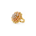 10K Tri-Color Gold Floral Diamond Statement Ring – 0.80 CTW – Size 5