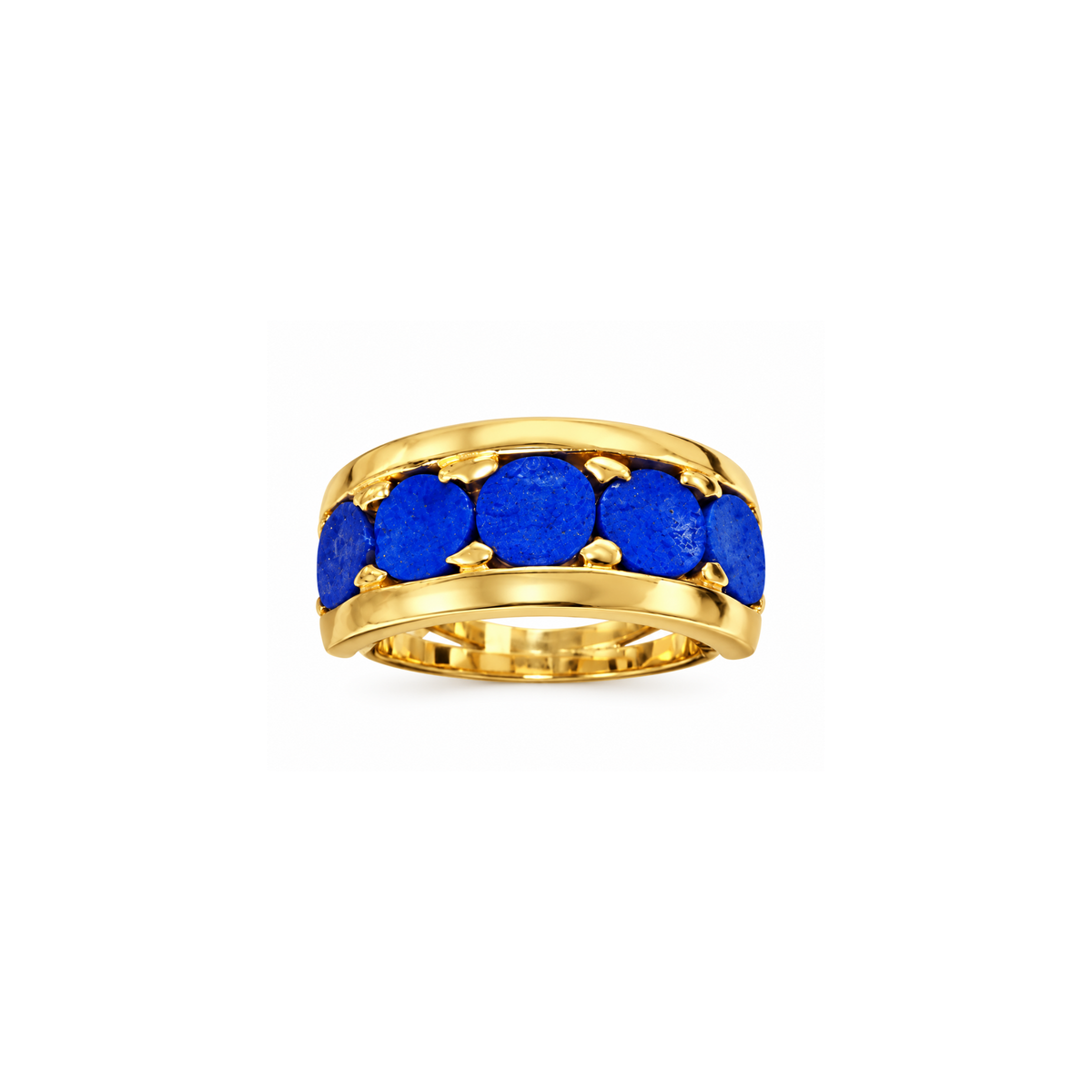 14K Yellow Gold Blue Stone Statement Ring – Size 5 3/4