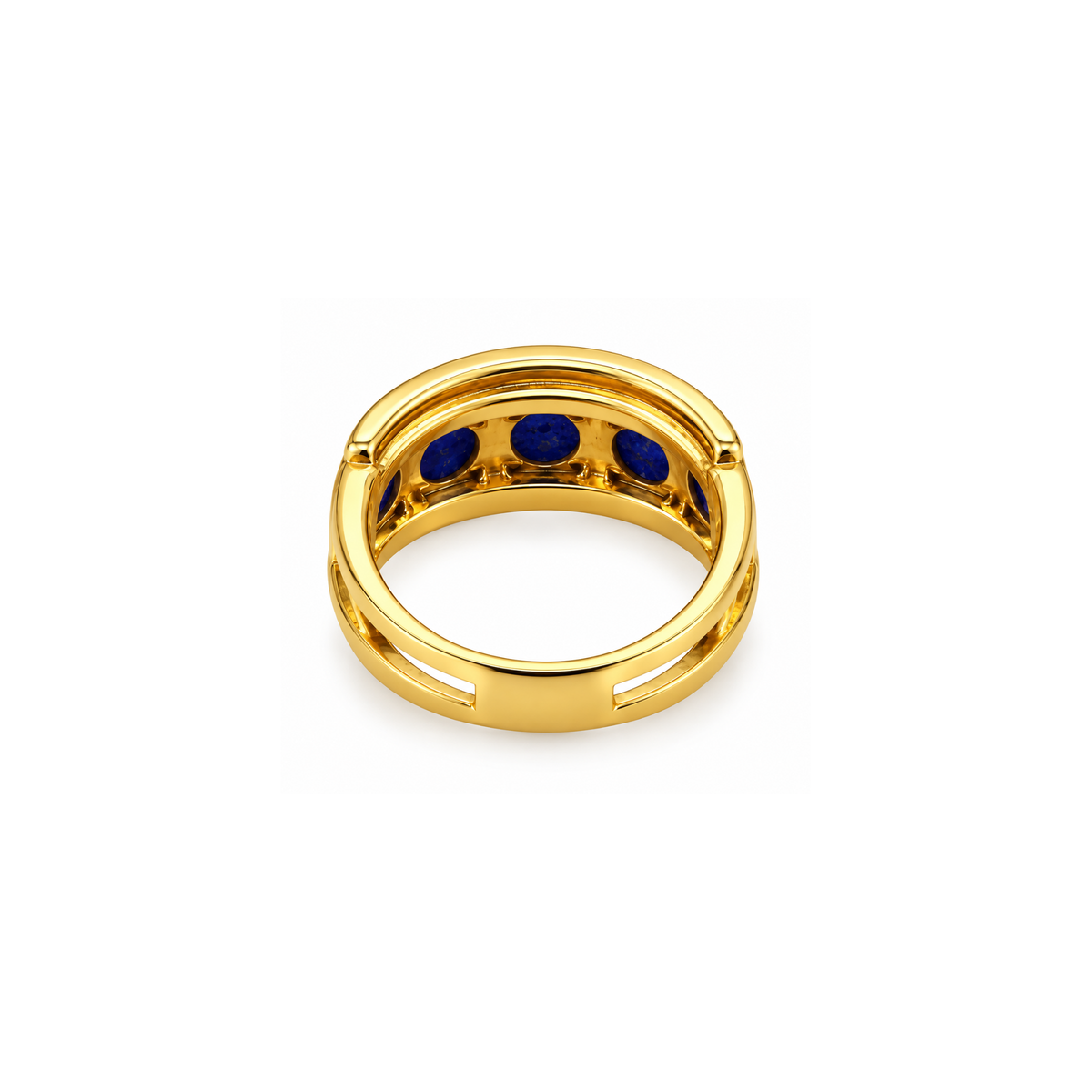 14K Yellow Gold Blue Stone Statement Ring – Size 5 3/4