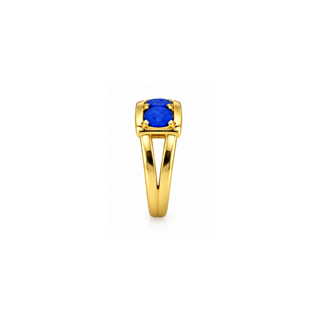 14K Yellow Gold Blue Stone Statement Ring – Size 5 3/4