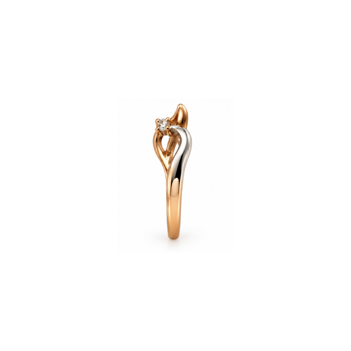 14K Two-Tone Gold Diamond Ring – Size 6 1/4