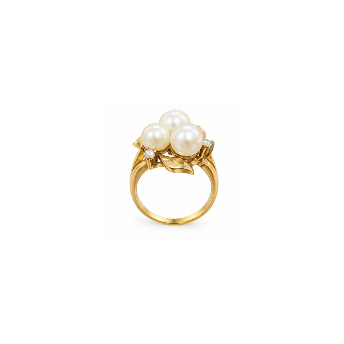 18K Gold Pearl & Diamond Ring