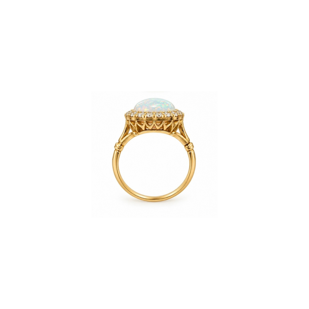 18K Gold Opal & Diamond Ring
