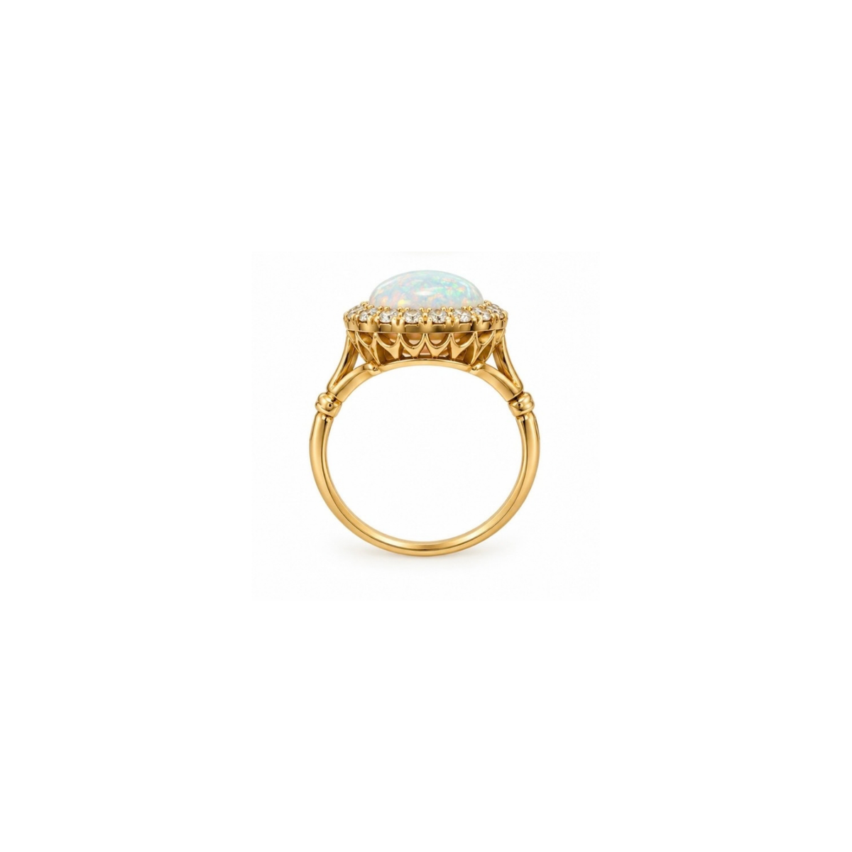 18K Gold Opal & Diamond Ring