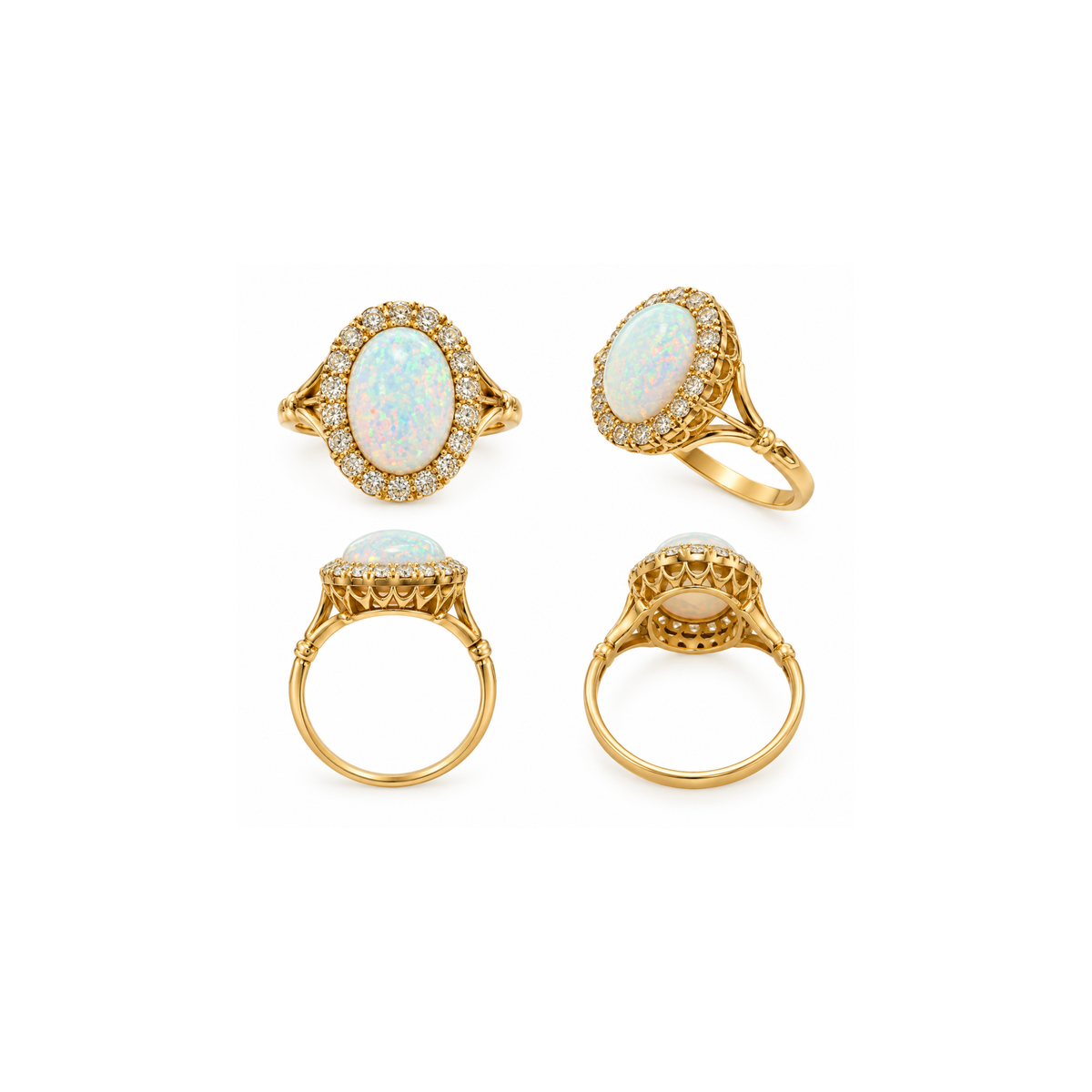 18K Gold Opal & Diamond Ring