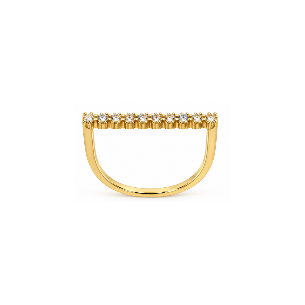 14K Yellow Gold Zirconia Bar Ring
