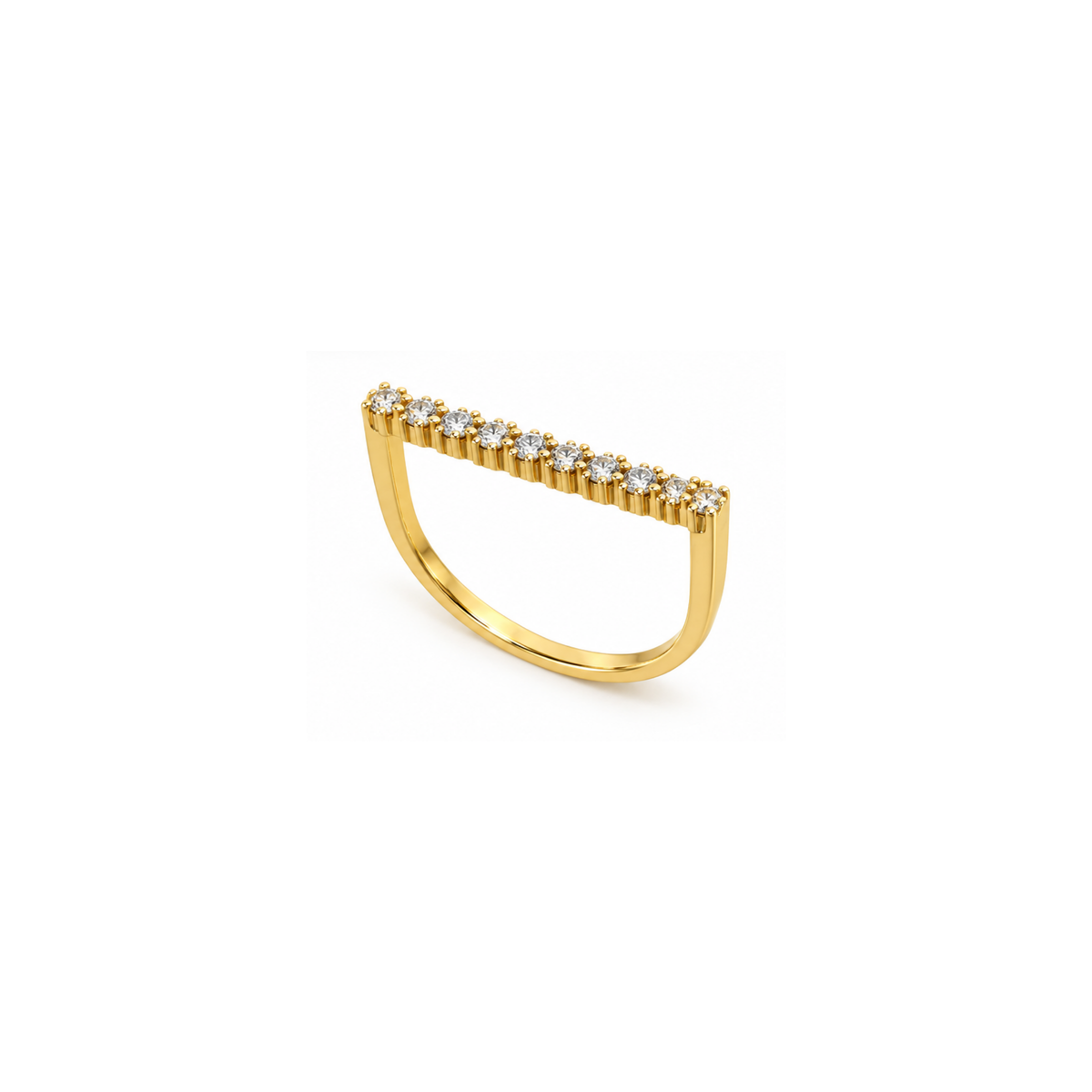 14K Yellow Gold Zirconia Bar Ring