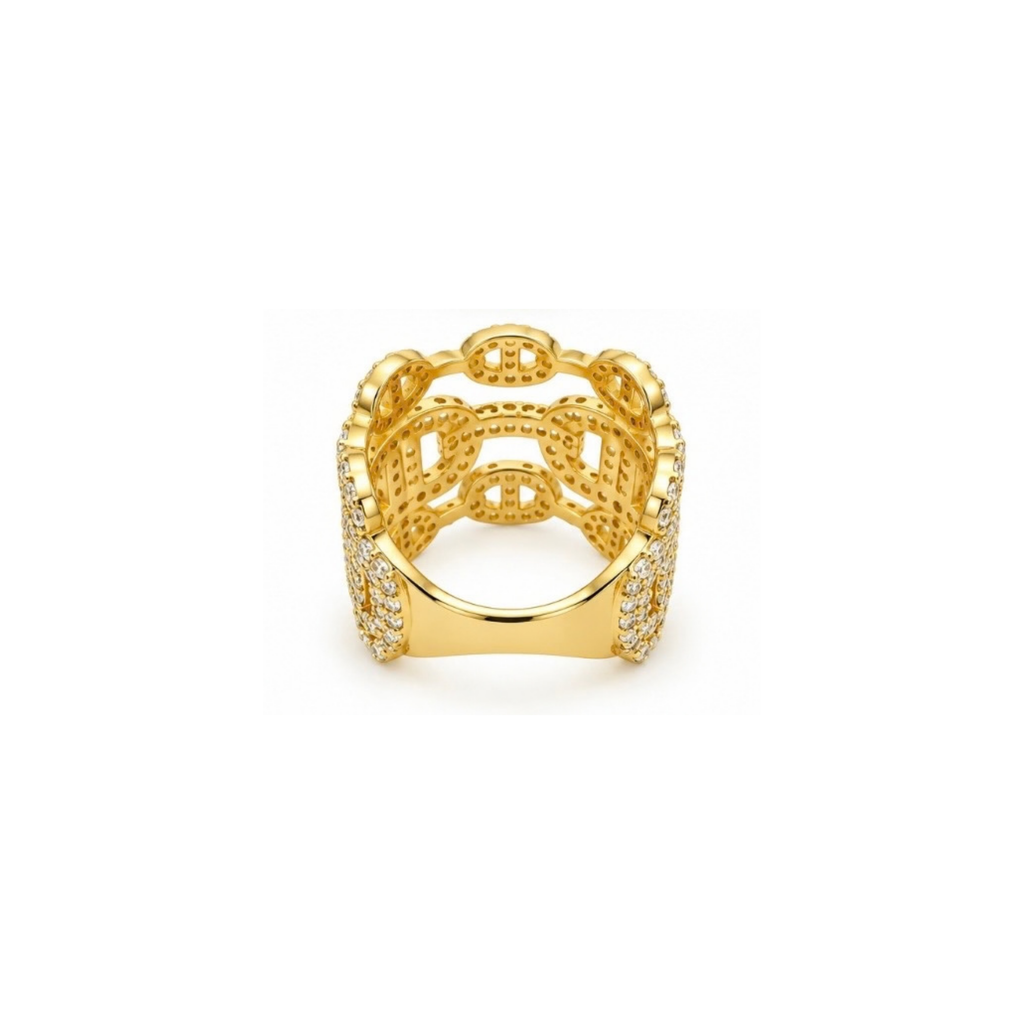 10K Yellow Gold Statement Ring with Cubic Zirconia