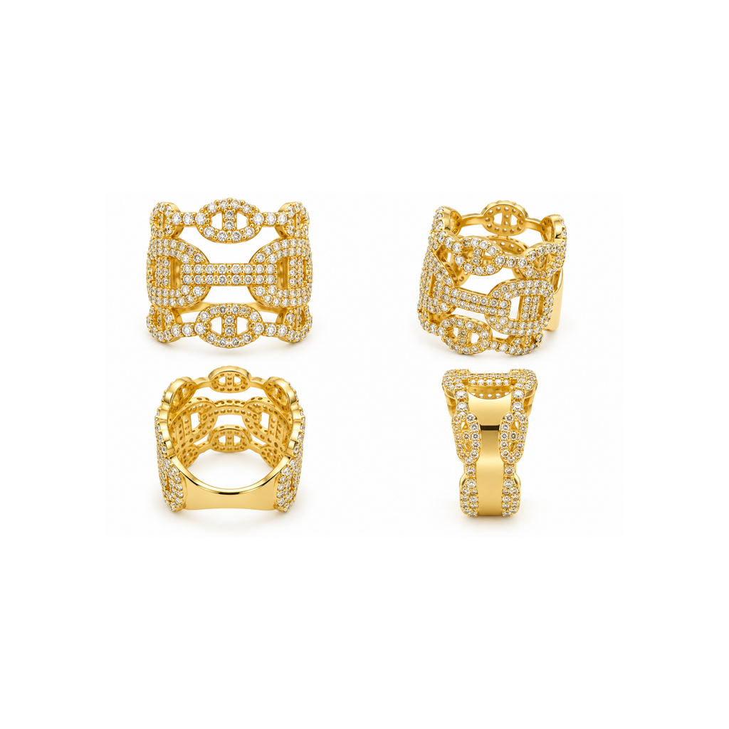 10K Yellow Gold Statement Ring with Cubic Zirconia
