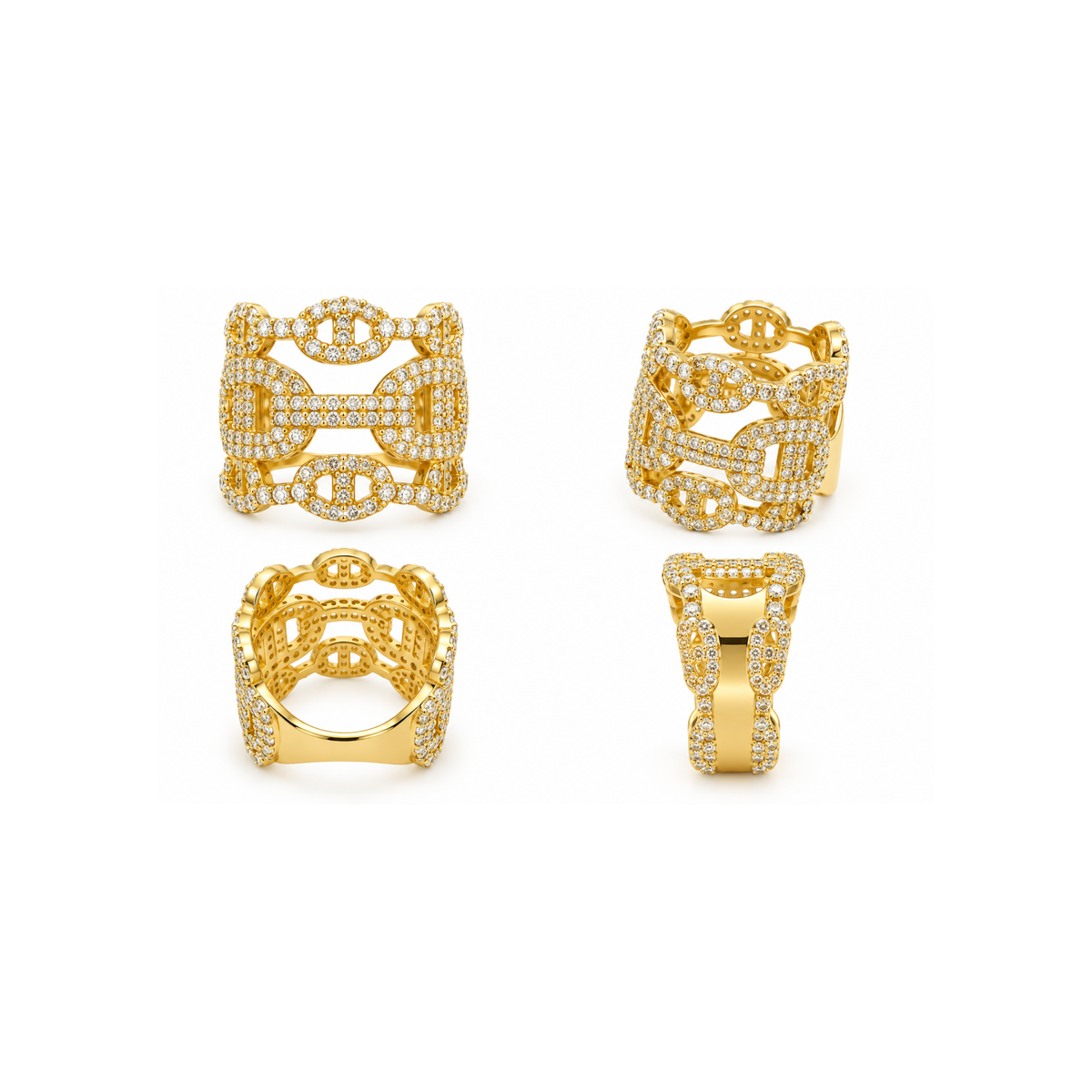 10K Yellow Gold Statement Ring with Cubic Zirconia