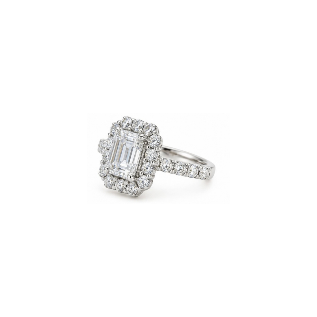 14K White Gold 3 CT Lab-Grown Diamond Halo Ring