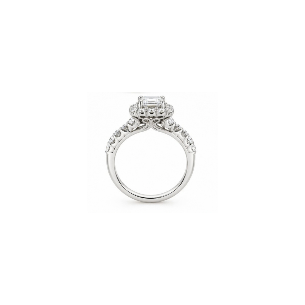 14K White Gold 3 CT Lab-Grown Diamond Halo Ring