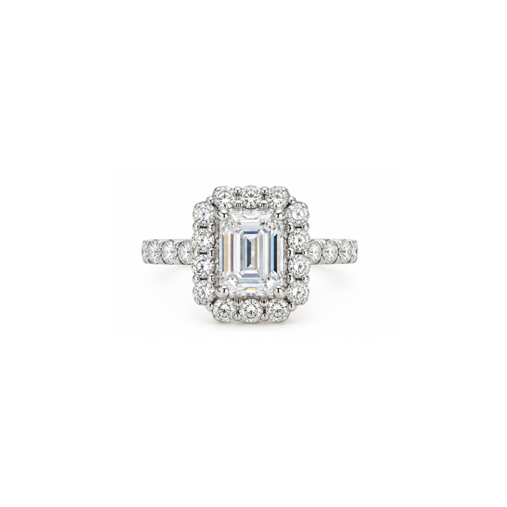 14K White Gold 3 CT Lab-Grown Diamond Halo Ring