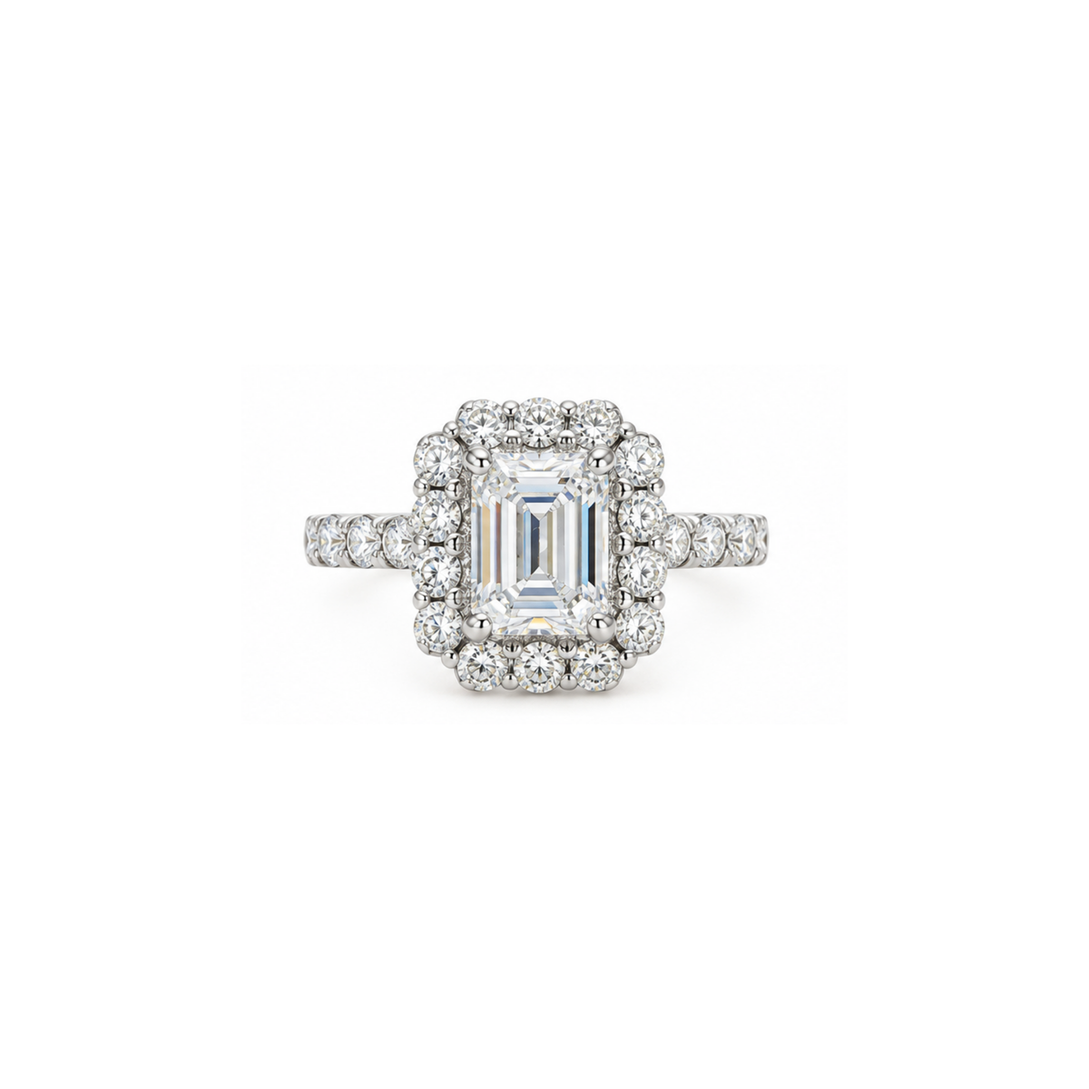 14K White Gold 3 CT Lab-Grown Diamond Halo Ring