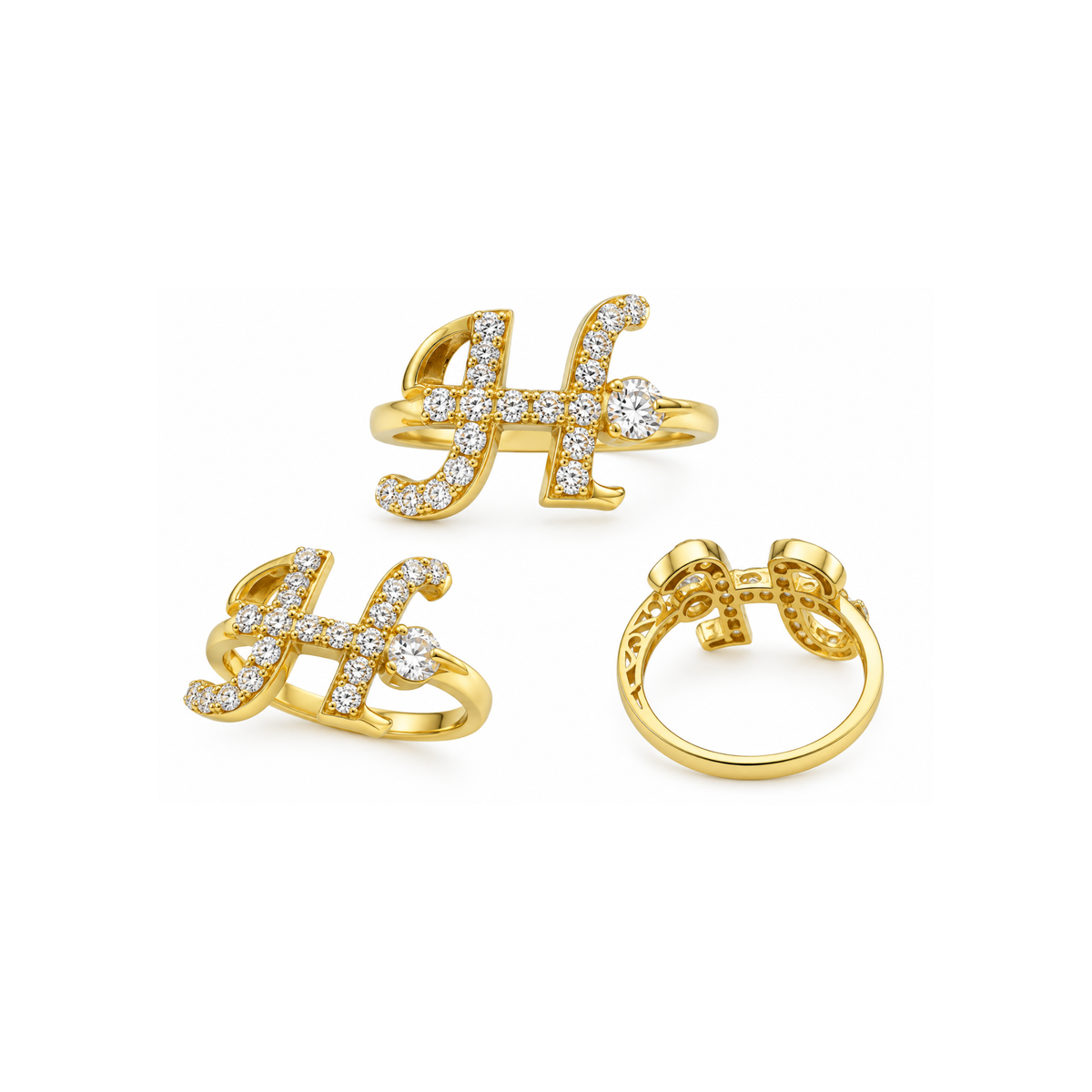 10K Yellow Gold Zirconia Statement Ring