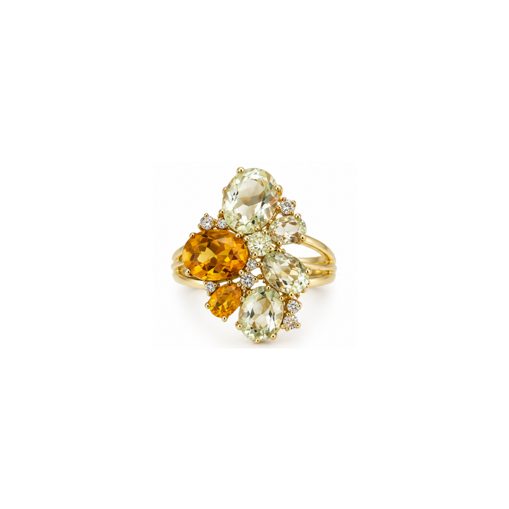 14K Yellow Gold Multi-Stone & Diamond Statement Ring